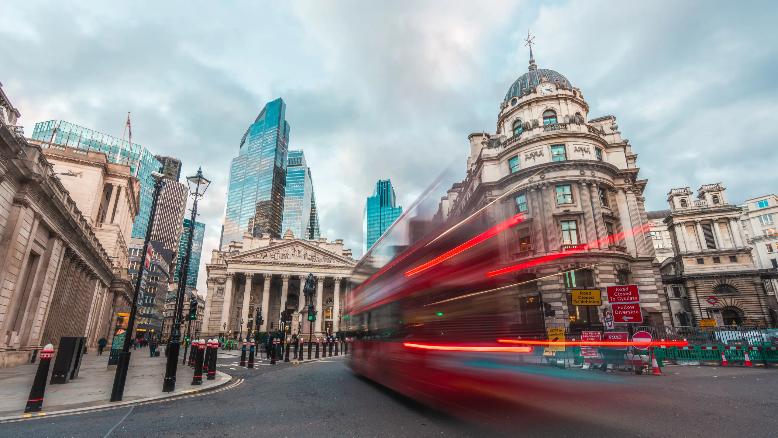 Street scene in London financial district